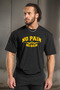 Men's No Pain No Gain Printed Black Oversize Crew Neck Cotton Sports T-Shirt