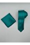 Limited Edition Petrol Green Satin Hand-Stitched Tie & Handkerchief - 5