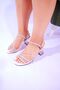Diamond Model Stone Transparent Heeled White Women's Shoes - 4