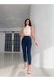 Blue Dark Skinny Jeans with Lycra High Waist Extra Slim Fit - 5