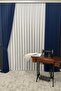 Linen Background Curtain 1 Piece Single Wing 1 X 2.5 Pleat Navy Blue Color Renso