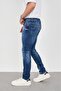 Men's Blue Slim Fit Lycra Jean Trousers - Frayed - 4