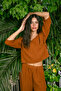 Cinnamon Muslin Color Wrap Top - 3