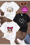 Cat Printed 3-Pack Black-White-White Girls' T-Shirt