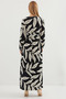 2488 Print Long Knitted Dress - Black - White - 6