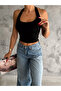 Black Diver Fabric - Halter Crop Blouse - 2