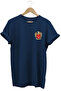 Gray Wolf Symbol Turkey and Turkish Flag Wolf Printed Regular Fit 100% Cotton Navy Blue T-Shirt