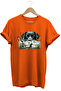 Hunting Labrador Hunting Dog Duck Hunting Duck Hunter Printed Regular Fit 100% Cotton Orange T-Shirt