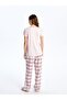 Crew Neck Plaid Short Sleeve Women's Pajama Set - 2
