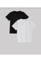 Unisex Black-White Basic Plain Patternless 2-Piece Oversize Unisex Tshirt Multiple Combinations