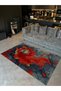 Blue Red Themed Abstract Abstract Patterned Creative Modern Decorative Carpet 5199 - 4