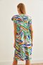 Women's Mint Green Digital Printed V-Neck Summer Knit Dress ELB-19002227 - 8