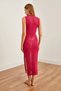 Women's Fuchsia Openwork Detailed Slit Summer Knitwear Dress Elb- 19002233 - 6