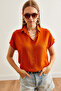 Women's Cinnamon Back Pleated Oversize Woven Viscose Shirt Gml- 19001229 - 4