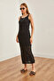 Geometric Patterned Black Maxi Knitwear Summer Dress - ELB-19002230 - 4