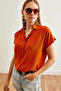 Women's Cinnamon Back Pleated Oversize Woven Viscose Shirt Gml- 19001229 - 6