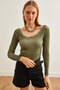 Women's Washable Khaki Wide Collar Camisole Blouse Blz-19000722 - 2
