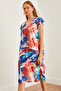 V-Neck Digital Printed Knitwear Summer Dress - ELB-19002227