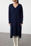 Navy Blue Maxi Knitwear Wide Fit Dress Twoaw23El00642 - 3