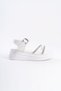 ZLOHE Thick Buckle Rhinestoned Striped Orthopedic Sole Women's Sandals BT White - 6