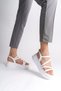 NATALIE - Orthopedic Sole Thin Buckle Women's Sandals - Stripe Detailed, White