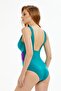 Green Purple V-Neck Swimsuit - 2
