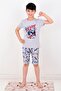 طقم بيجامة كابري للأولاد من Born To Skate باللون الرمادي - 2