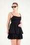 Women's Strappy Ruffled Short Dress Black - 6