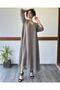 V-Neck Long Sleeve Earth Italian Linen Plus Size Dress - 4