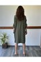 Khaki Muslin Dress with Pockets and Shirt Collar - 5