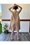 Sleeveless Beige Muslin Shirt Dress Std - 5