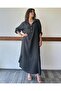Anthracite Linen Dress - Shirt Collar, Std Model