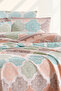 Patterned Pique Bedspread Set Double Andalusia Turquoise (Piqué + Bed Sheet + Pillowcase) - 3