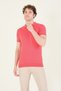 Coral Colored Men's Polo Collar Mercerized T-Shirt - Half Zipper - 3