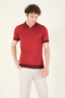 Men's Colorful Collar Half Zipper Polo Collar Mercerized T-Shirt Claret Red