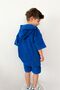 Boy's Hooded Terry Fabric Cobalt Blue T-Shirt - 2-Piece Set with Shorts - 3