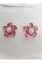 Pink Flower Earrings with Pearls - 2