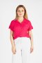 Women's Short Sleeve Wrinkled Shirt Fuchsia - 3
