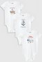 Organic 100% Cotton Captain 3-Piece Baby Bodysuit White Baby Bodysuit with Snap Fasteners Triple 5793-5794-5795