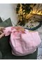 Soft Powder Eco-Friendly Cloth Bag, Linen Arm and Shoulder Bag with Pocket Shopping Bag - 6