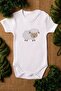 Organic %100 Cotton Lamb Printed Baby Bodysuit Snap-Fastened Short Sleeve Bodysuit Jumpsuit 5156