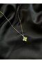 Steel Gold Green Stone Necklace - 2