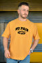 Men's No Pain No Gain Printed Mustard Oversized Crew Neck Corded Fabric Fabric Sports t-shirt