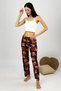 Women's 100% Cotton Breathable Fabric Elastic Waist Patterned Printed Pajama Bottoms Navy Blue Red Square Bear