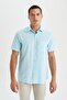 Regular Fit Polo Neck Short Sleeve Cotton Shirt - 3