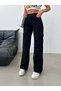 Black Cargo Pocket High Waist Casual Trousers Women's Jeans School - 5