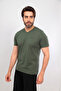 Men's Khaki V-Neck T-Shirt Cotton Short Sleeve Basic Casual T-Shirt - 2