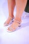 Diamond Model Stone Transparent Heeled White Women's Shoes - 5