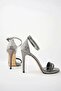 Women's Platform Thin Heeled Platinum Evening Dress Shoes with Baretted Heels or Ankle Strap - 3
