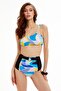 Geometric Patterned Single Shoulder Bikini Set